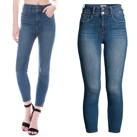 NEW L’AGENCE High Rise Stacked Waist Double Button Denim Skinny Ankle Jean 24 - Picture 7 of 12